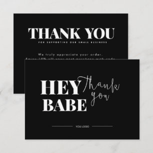 Hey Babe Bedankkaart – Bewerkbaar Klein Bedrijf