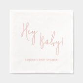 Hey Baby Gepersonaliseerde naam Modern Script Folie Servetten (Voorkant)