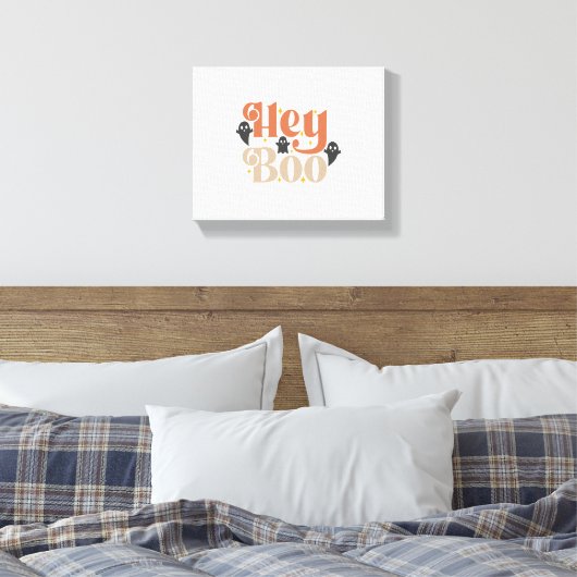 Hey Boo Boho Halloween Hey Boo Ghost Canvas Afdruk (Insitu (Slaapkamer))
