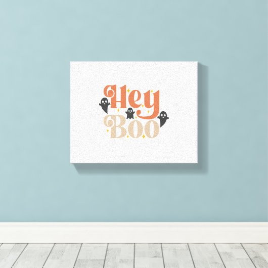 Hey Boo Boho Halloween Hey Boo Ghost Canvas Afdruk (Insitu (Houten vloer))