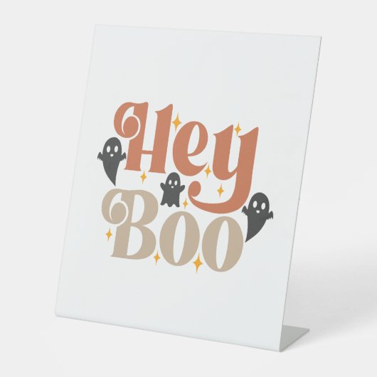 Hey Boo Boho Halloween Hey Boo Ghost Reclamebord Met Voetstuk (Voorkant)