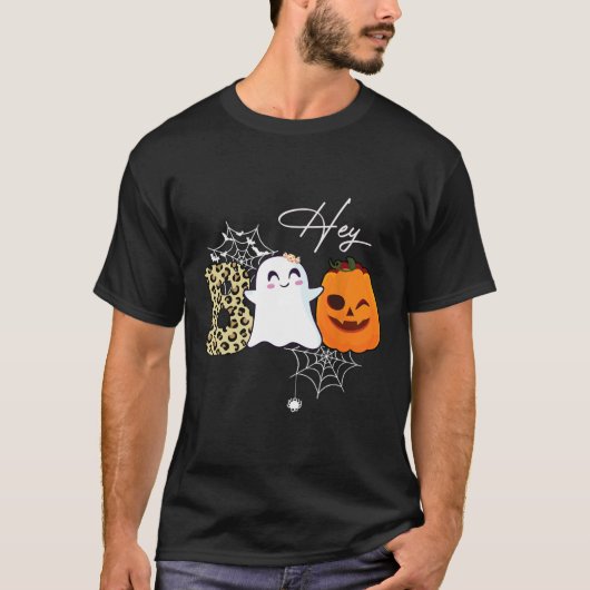 Hey Boo Cute Ghost Pumpkin Face Halloween T-shirt (Voorkant)
