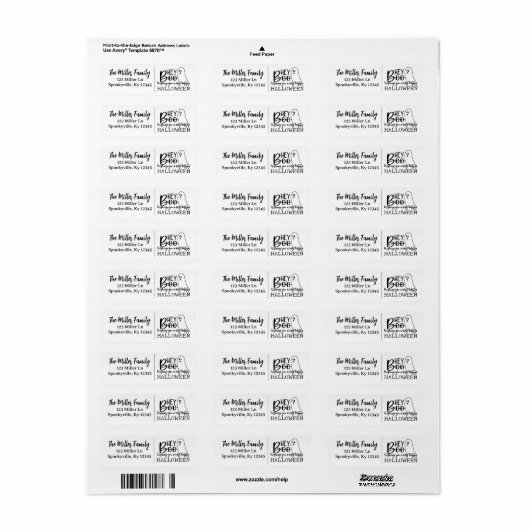 Hey Boo - Een spookachtige groet Etiket (Full Sheet)