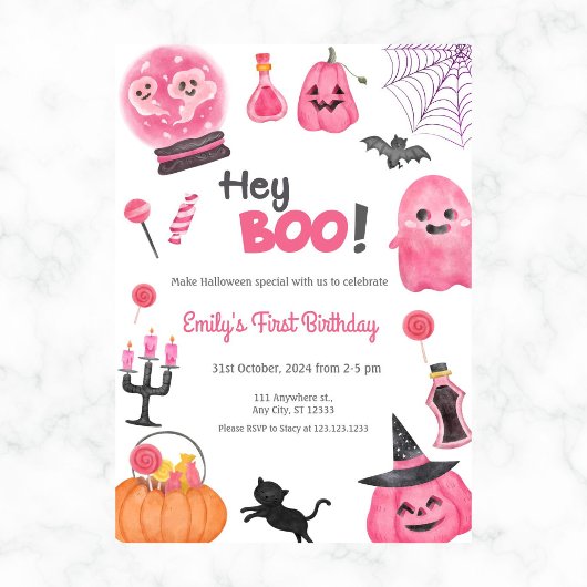 Hey Boo Fun Jote Premier Anniversaire Invitation d