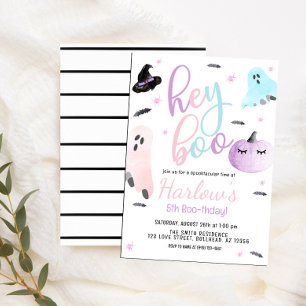 Hey Boo Ghost Pastel Halloween Verjaardag Kaart