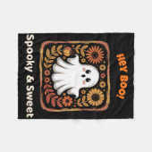 Hey Boo Ghost Retro Halloween Spooky Schattige Okt Fleece Deken (Voorkant (Horizontaal))