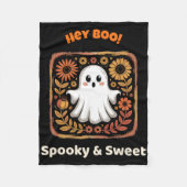 Hey Boo Ghost Retro Halloween Spooky Schattige Okt Fleece Deken (Voorkant)