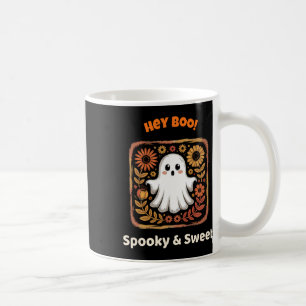Hey Boo Ghost Retro Halloween Spooky Schattige Okt Koffiemok