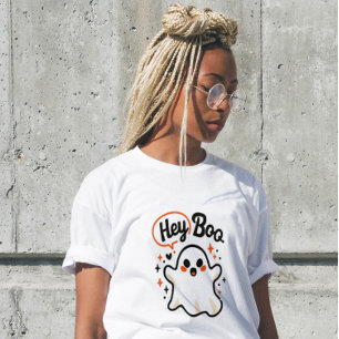 Hey Boo Grappig Halloween Geest Dames T-Shirt