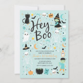 Hey Boo Halloween 1e verjaardag uitnodiging (Voorkant)