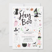 Hey Boo Halloween 1e verjaardag uitnodiging (Voorkant)