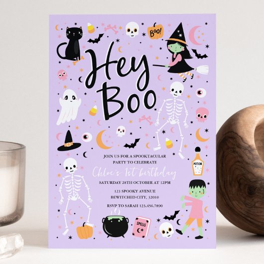Hey Boo Halloween 1er anniversaire Invitation
