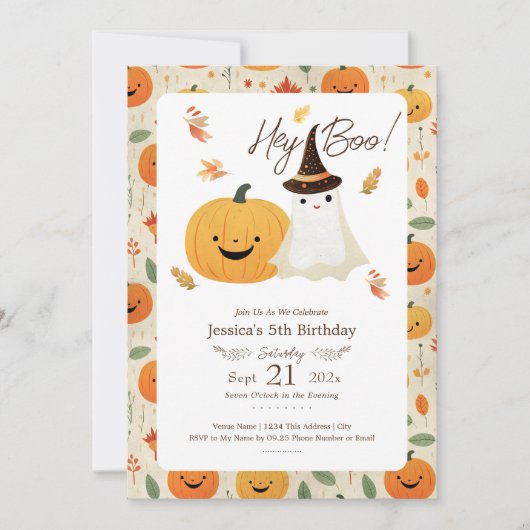 Hey Boo Halloween 5e anniversaire Invitation (Devant)
