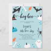 Hey Boo Halloween Anniversaire bleu Invitation (Devant)