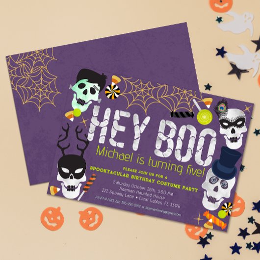 Hey Boo Halloween Costume Anniversaire Invitation