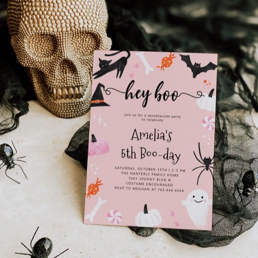 Hey Boo Halloween Invitation Anniversaire