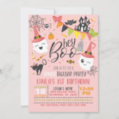 Hey Boo Halloween Invitation Anniversaire - Rose (Devant)