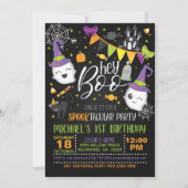 Hey Boo Halloween Invitation d'anniversaire - noir (Devant)