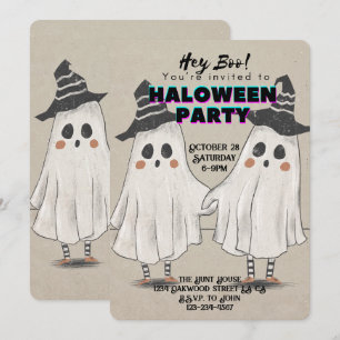 Hey Boo Halloween mignonne invitation pour les enf