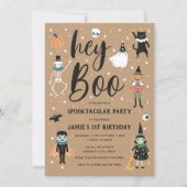 Hey Boo Halloween Uitnodiging (Voorkant)