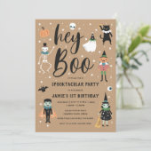 Hey Boo Halloween Uitnodiging (Staand voorkant)