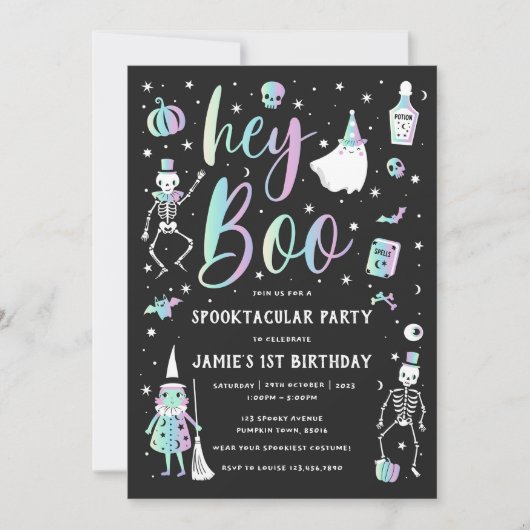  Hey Boo Halloween Uitnodiging (Voorkant)