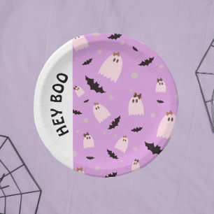 Hey Boo kleine geesten met strikken Halloween Papieren Bordje