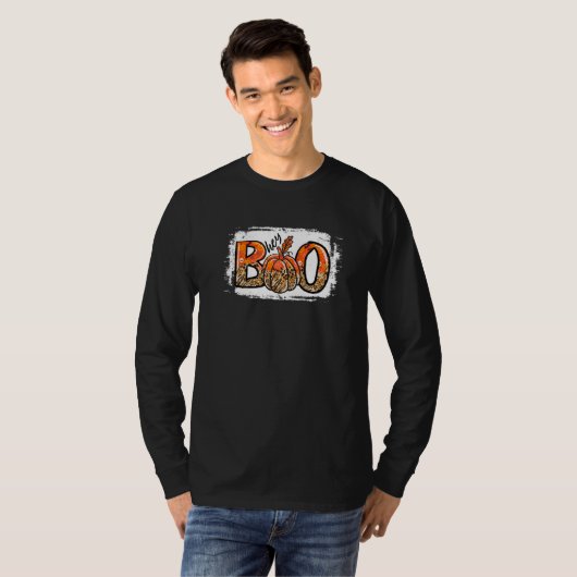 Hey Boo Leopard Pumpkin Boo Crew Spooky Halloween  T-shirt (Voorkant volledig)