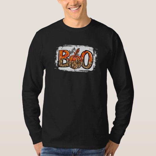 Hey Boo Leopard Pumpkin Boo Crew Spooky Halloween  T-shirt (Voorkant)