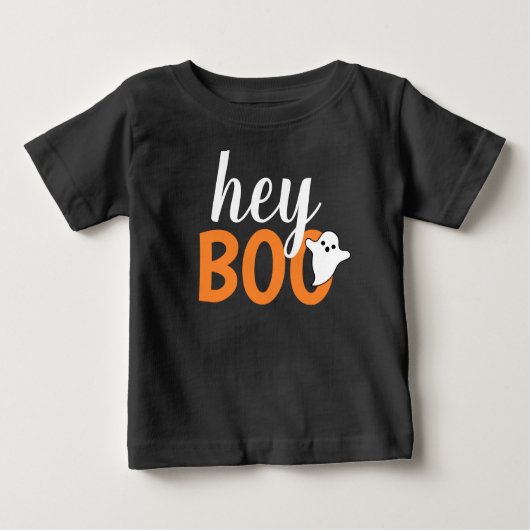 Hey Boo Oranje Black Funny Halloween Ghost (Voorkant)