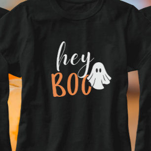 Hey Boo Oranje Black Funny Halloween Ghost T-shirt