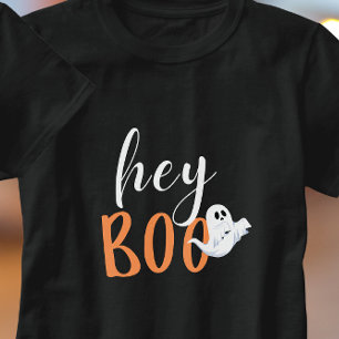 Hey Boo Oranje Black Funny Halloween Ghost T-shirt