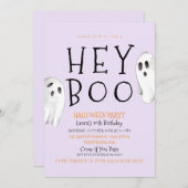Hey Boo, Purple Ghost Halloween Invitation (Devant / Derrière)
