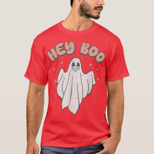Hey Boo Retro Cute Ghost Halloween Herfst Season P T-shirt