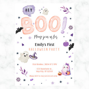 Hey Boo Schattigee Halloween Meisjes Elk Jaar Uitn Kaart