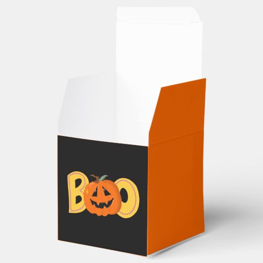 Hey Boo Schattigee Pompoen Typografie Tekenkunst Bedankdoosjes (Geopend)