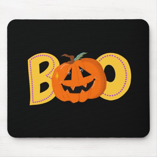 Hey Boo Schattigee Pompoen Typografie Tekenkunst Muismat (Voorkant)