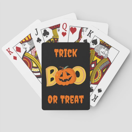 Hey Boo Schattigee Pompoen Typografie Tekenkunst Pokerkaarten (Achterkant)