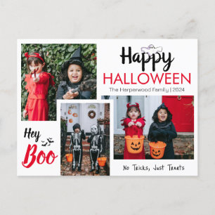 Hey Boo Spooky Halloween Familie Fotocollage Feestdagenkaart
