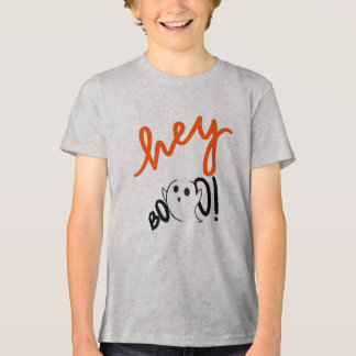 Hey Boo Zwart Sinaasappel Grappig Halloween Ghost Tri-Blend Shirt