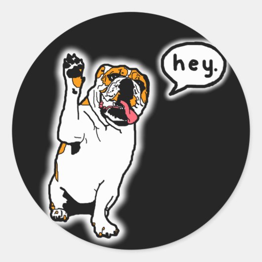 Hey Bulldog Ronde Sticker (Voorkant)