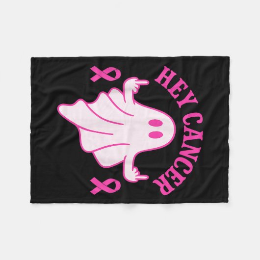 Hey Cancer Ghost Halloween Funny Breast Cancer Awa Fleece Deken (Voorkant (Horizontaal))