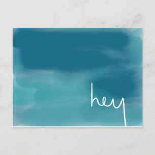 hey - Carte postale turquoise aquarelle
