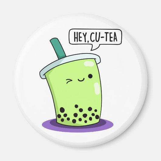 Hey Cu-Tea Funny Boba Tea Pun Magneet (Voorkant)