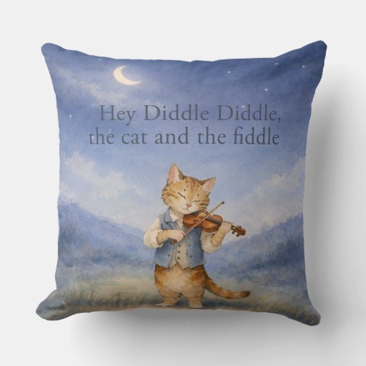 Hey Diddle Diddle Cat and Fiddle Storybook Nursery Kussen (Voorkant)