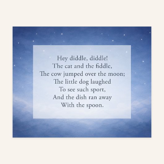 Hey Diddle Diddle Comptine pour Enfants Impression