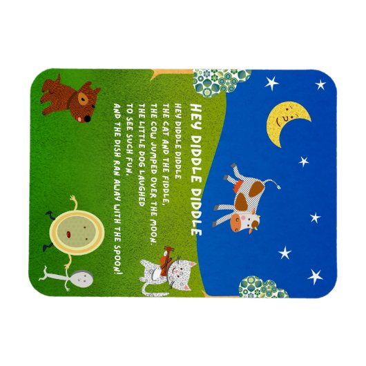 Hey Diddle Diddle Nursery Rhyme Magnet (Horizontal)