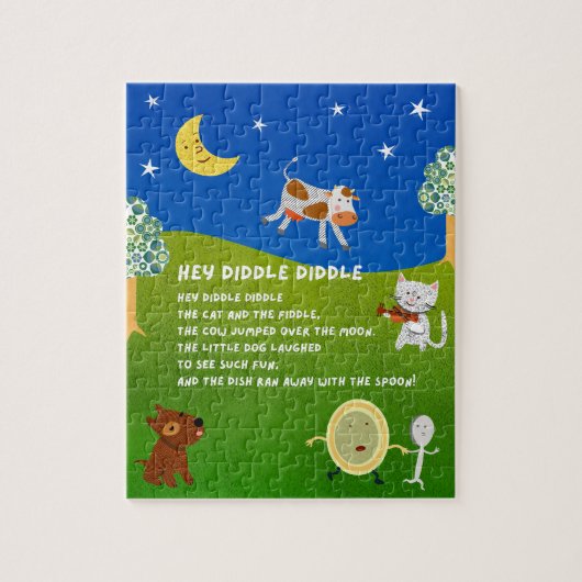 Hey Diddle Diddle Nursery Rhyme Puzzle Legpuzzel (Verticaal)