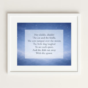 Hey Diddle Diddle Rijmpje Nachtelijke Hemel Print