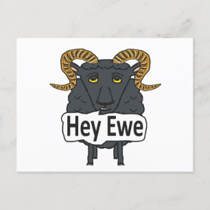 Hey Ewe Funny Sheep Pun Briefkaart